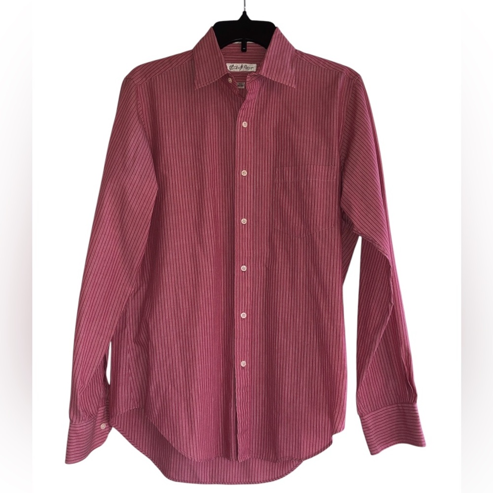 CALVIN KLEIN Vintage Men’s Button Down Shirt Red White Striped